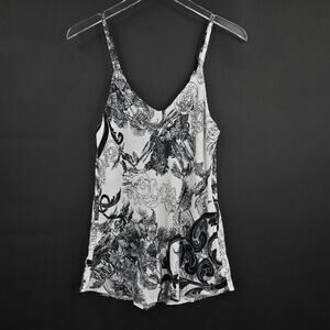 SCANDAL ITALY Womens Top Size M Molly Toile Black‎ White Print Cami Blouse NEW